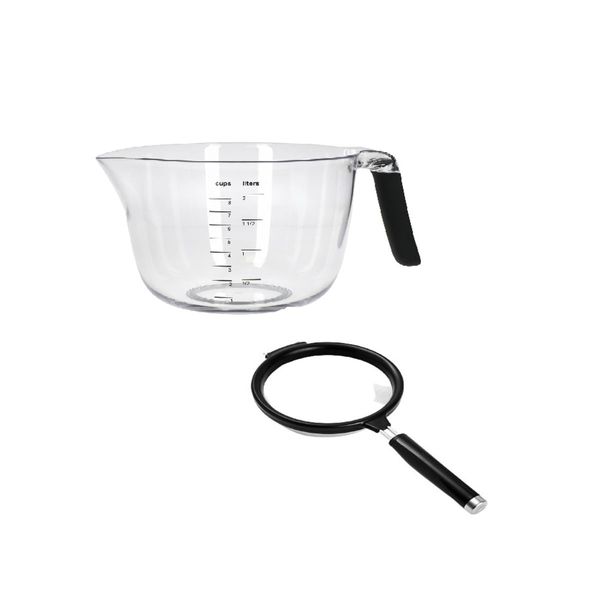 Kit Jarra Medidora 2L e Peneira Aço Inox Preto KitchenAind