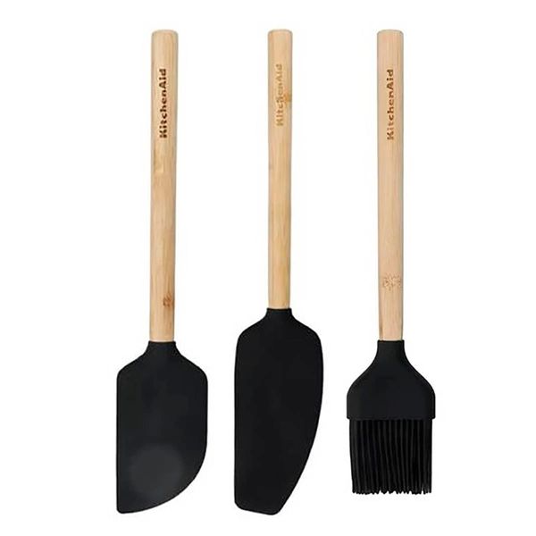 Jogo Utensílios Cozinha 3 Peças Bambu Ecológico KitchenAid