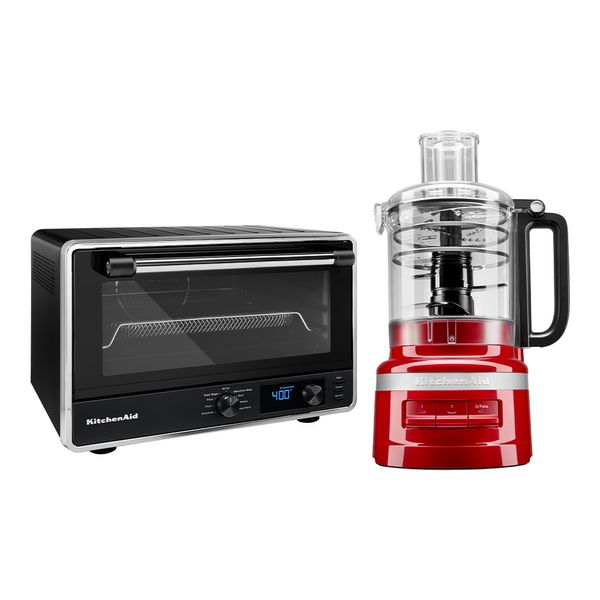 Combo Forno Multifunções com Air Fryer Black Matte + Processador de Alimentos 2.1L Empire Red KitchenAid - KOG21_KJA09_CJ 110V